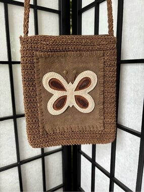 Handcrafted Brown Butterfly Crossbody Bag